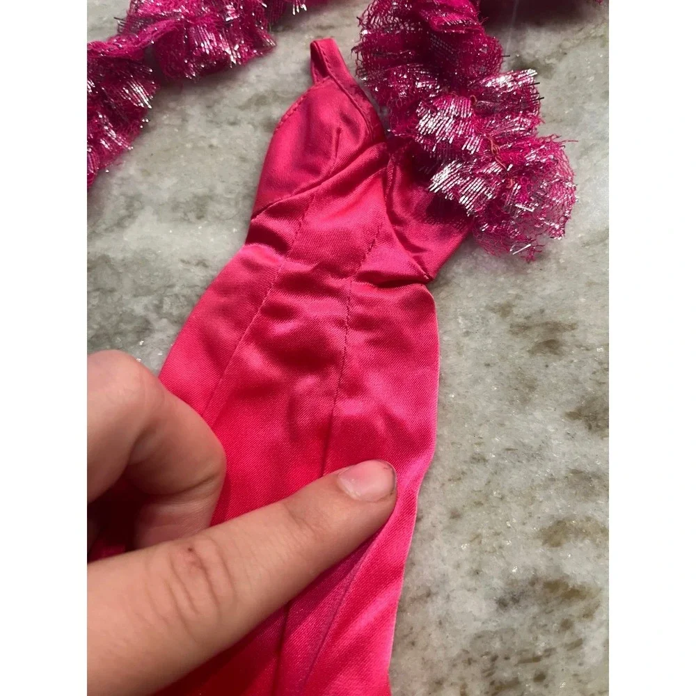 Vintage 1977 Superstar Barbie Pink Satin‎ Dress And Boa Outfit